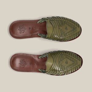 ESPIRITU SELVA SLIP ONS Mule Woven Sandals New Olive Green size 7